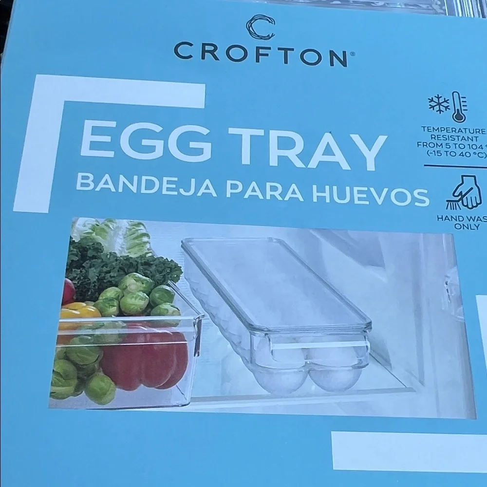 NEW IN PACKAGING Croton Transparent  Egg Tray 4.5 x 14.7 x 3.0 in hold 14 eggs